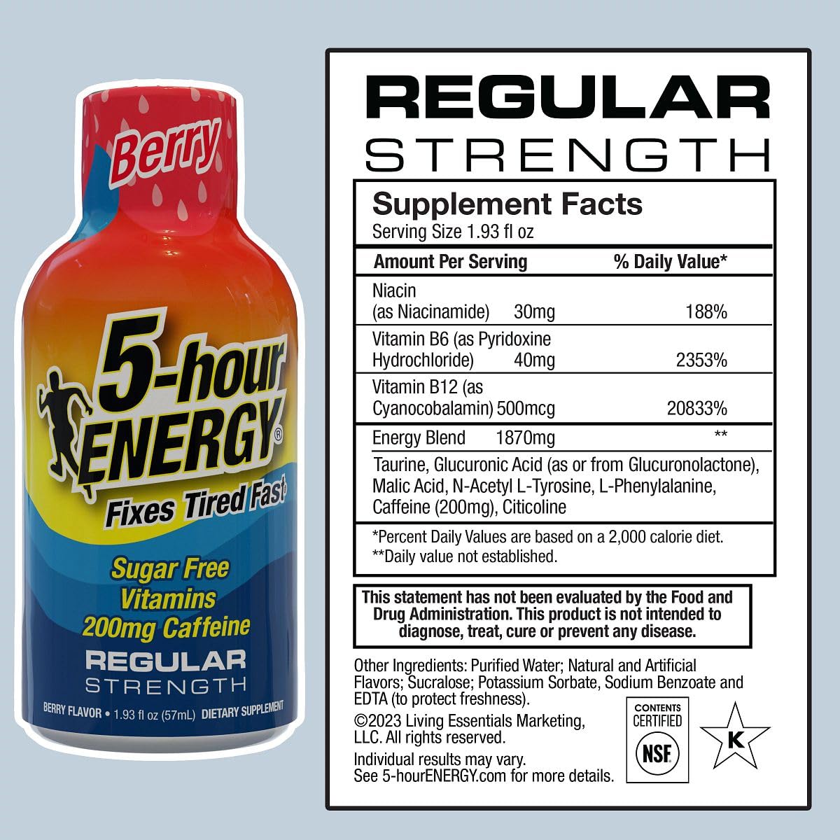 5-hour ENERGY Shot, Regular Strength, Berry 1.93 Ounce, 12 Count