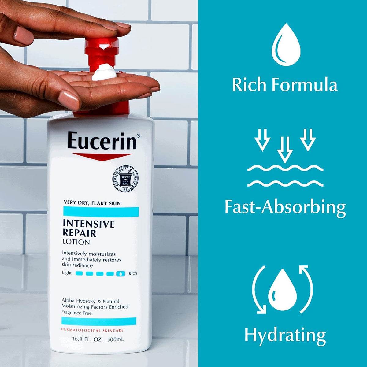 Eucerin Lotion Intensive Repair 16.9 Ounce Pump (500ml) (3 Pack)