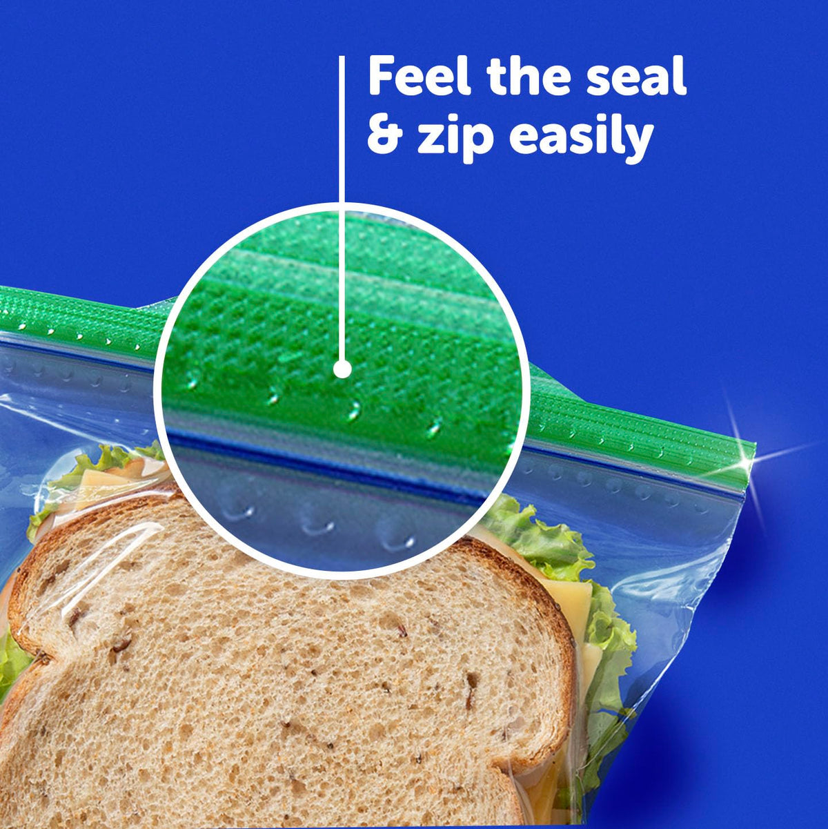 Ziploc Sandwich and Snack Bags with EasyGuide Texture, Plastic Storage Bags with Grip 'n Seal Technology, 40 Bags Total