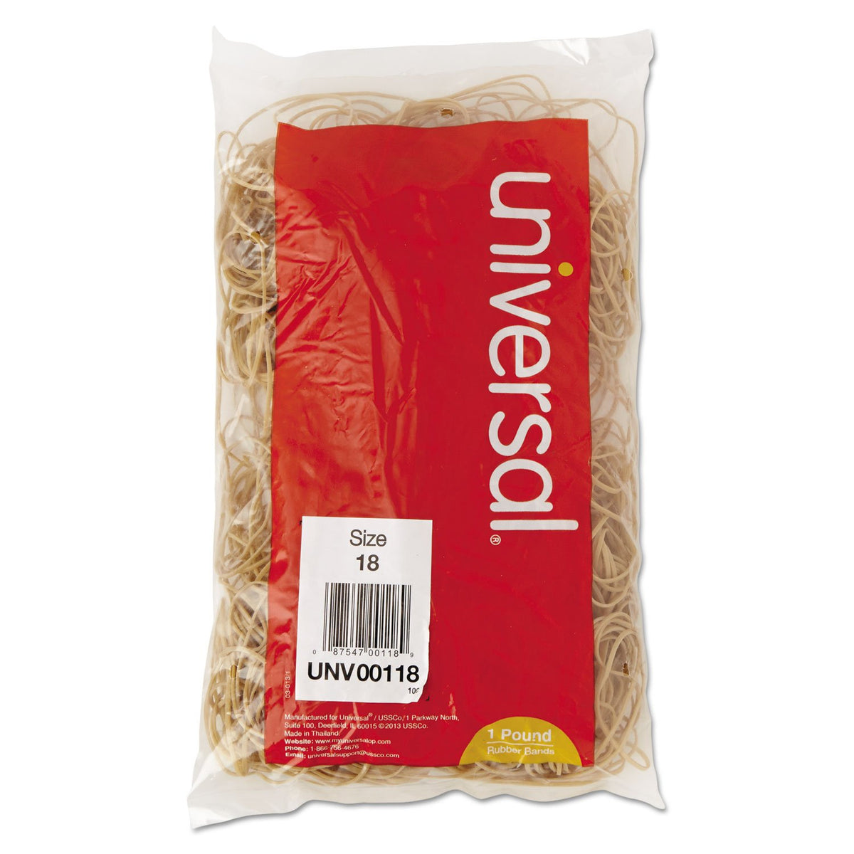 Universal UNV00118 0.04 in. Gauge Size 18 Rubber Bands - Beige (1600/Pack)