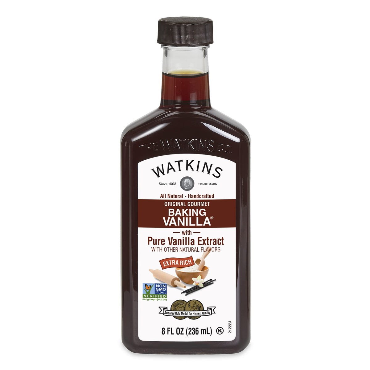 Watkins All Natural Original Gourmet Baking Vanilla, with Pure Vanilla Extract, 8 Fl Oz (Pack of 6)
