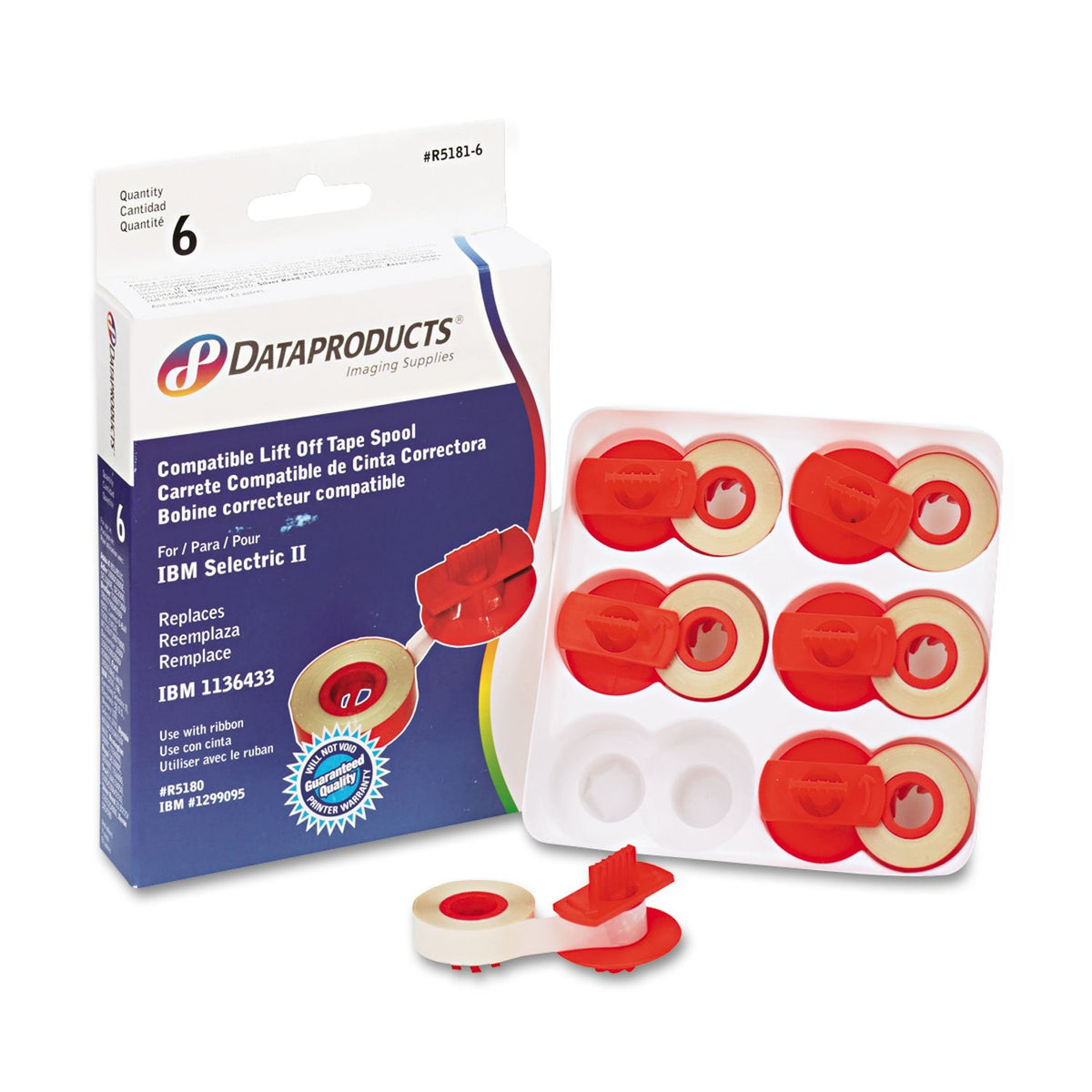 Dataproducts R51816 Compatible Low-TACK Lift-Off Tape, Clear, 6/Box