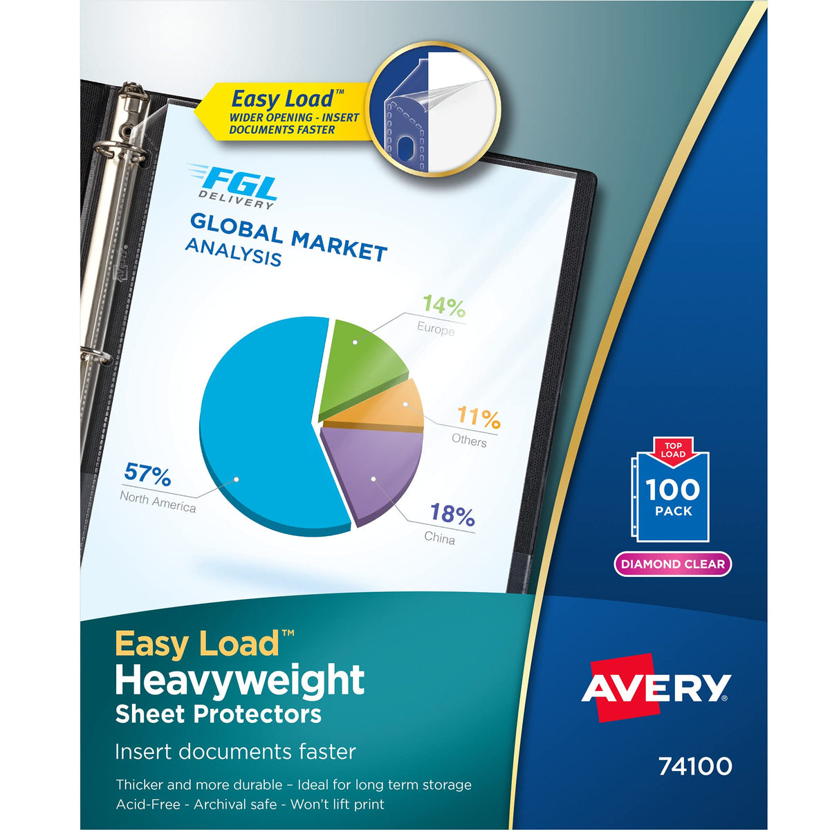 Avery Diamond Clear Heavyweight Sheet Protectors, Easy Load, 100 Document Protectors (74100)