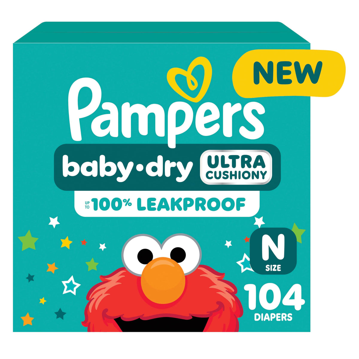 Pampers Diapers - Baby Dry - Size 0, 104 Count, Absorbent Disposable Newbort Diaper (Packaging May Vary)