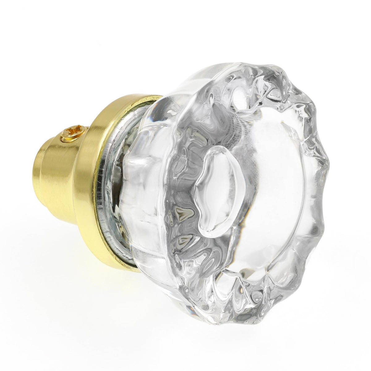 Prime-Line E 28316 Mortise Style Fluted Glass Door Knobs - Perfect for Replacing Broken Antique Lock Sets on Interior Doors, Features 2 In. Outside Diameter Knobs, Brass Plated (Single Pack)