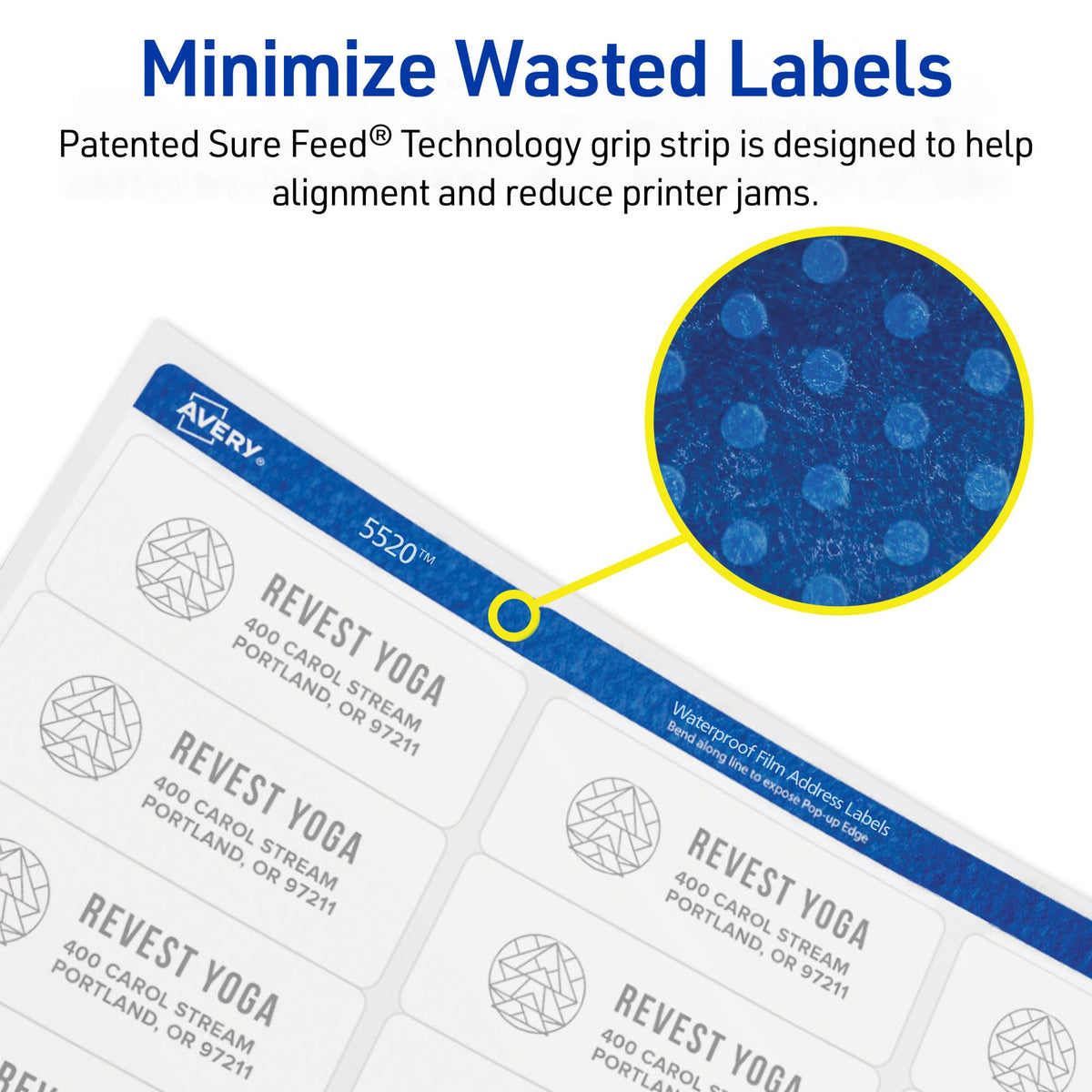 Avery Waterproof Sticker Labels for Printer - 1" x2-5/8 Mailing Labels, Ultrahold Permanent Adhesive, Laser Printers, 1,500 Printable Avery Address Label Sheets (5520)