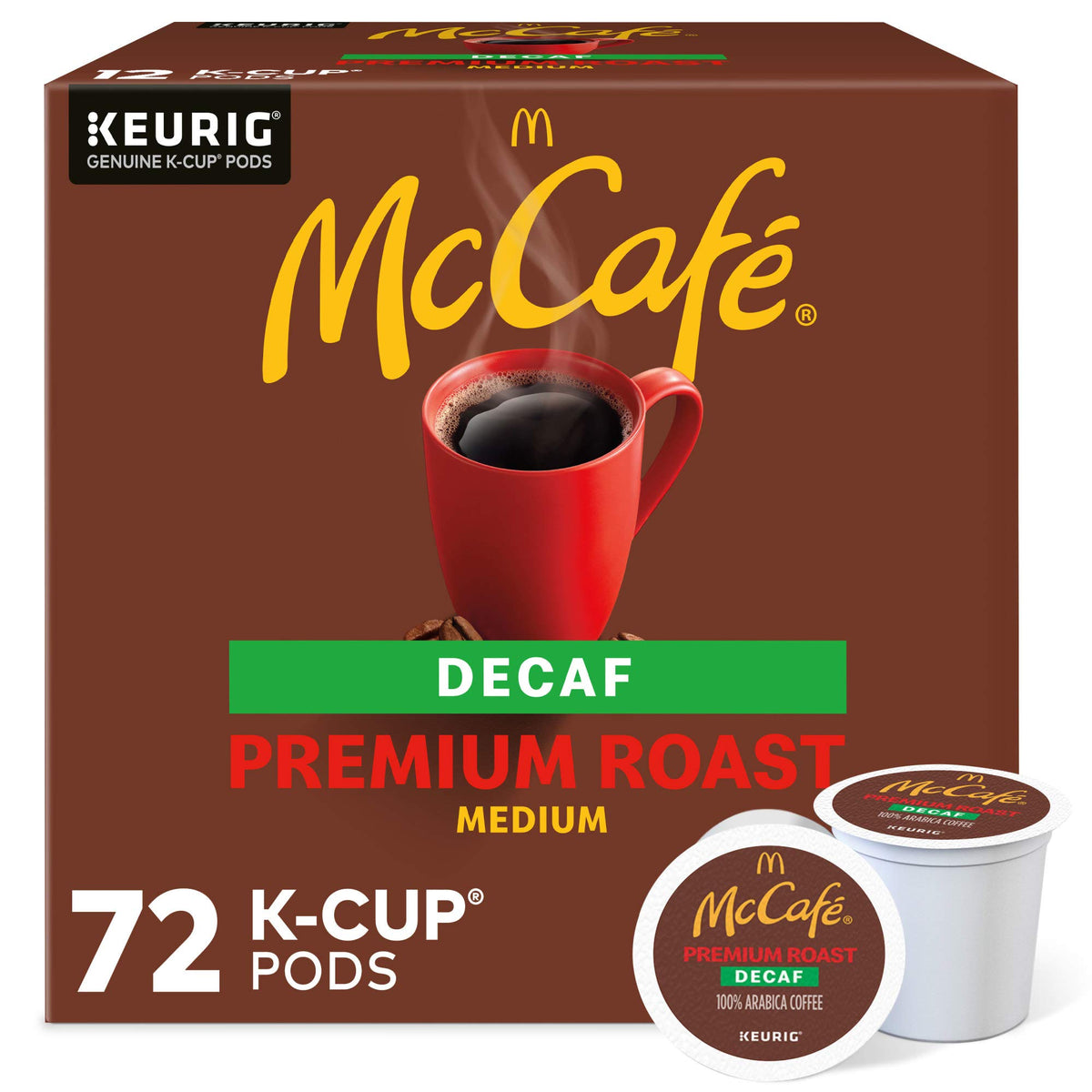 McCafe Premium Roast Decaf Coffee, Single Serve Keurig K-Cup Pods, Decaffeinated, 72 Count