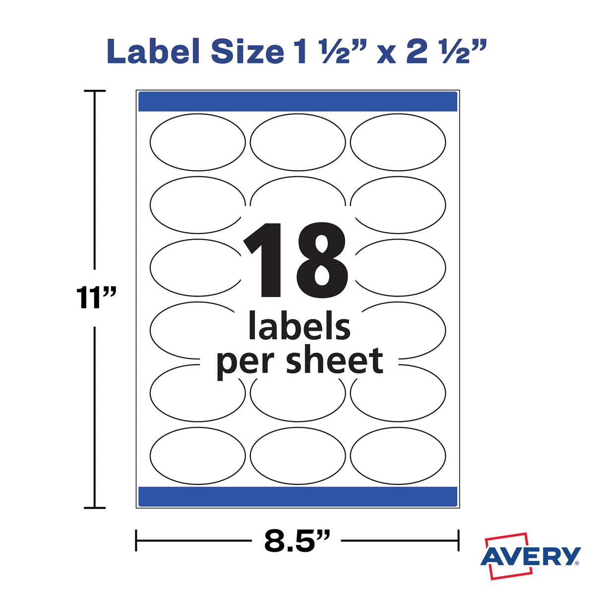 Avery Printable Blank Oval Labels, 1.5" x 2.5", Glossy White, 180 Customizable Labels (22804)