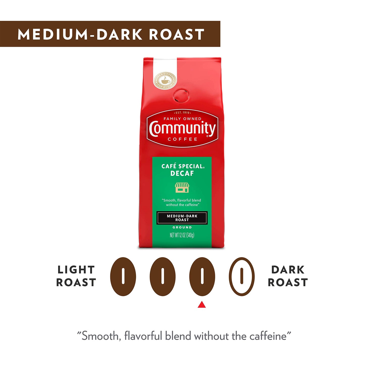 Community Coffee Cafe Special Decaf Ground Coffee, Medium Dark Roast, 12 Ounce Bag (Pack of 1)