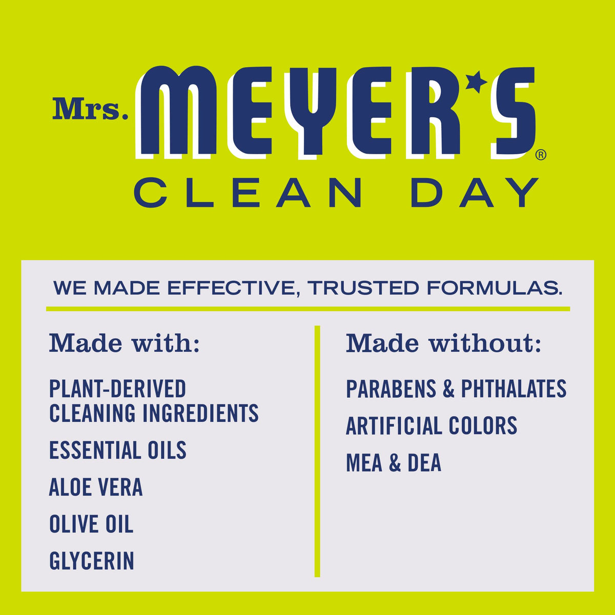 MRS. MEYER'S CLEAN DAY Foaming Hand Soap, Biodegradable Formula, Lemon Verbena, 10 oz