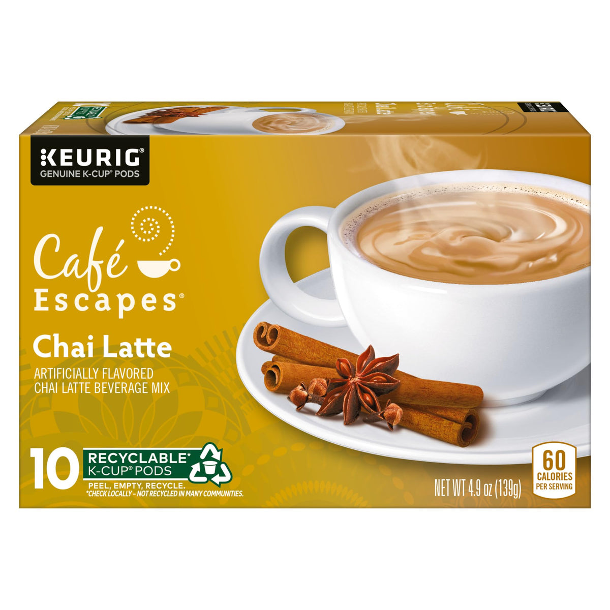 Café Escapes Chai Latte, Single-Serve K-Cup Pods, 60 Count