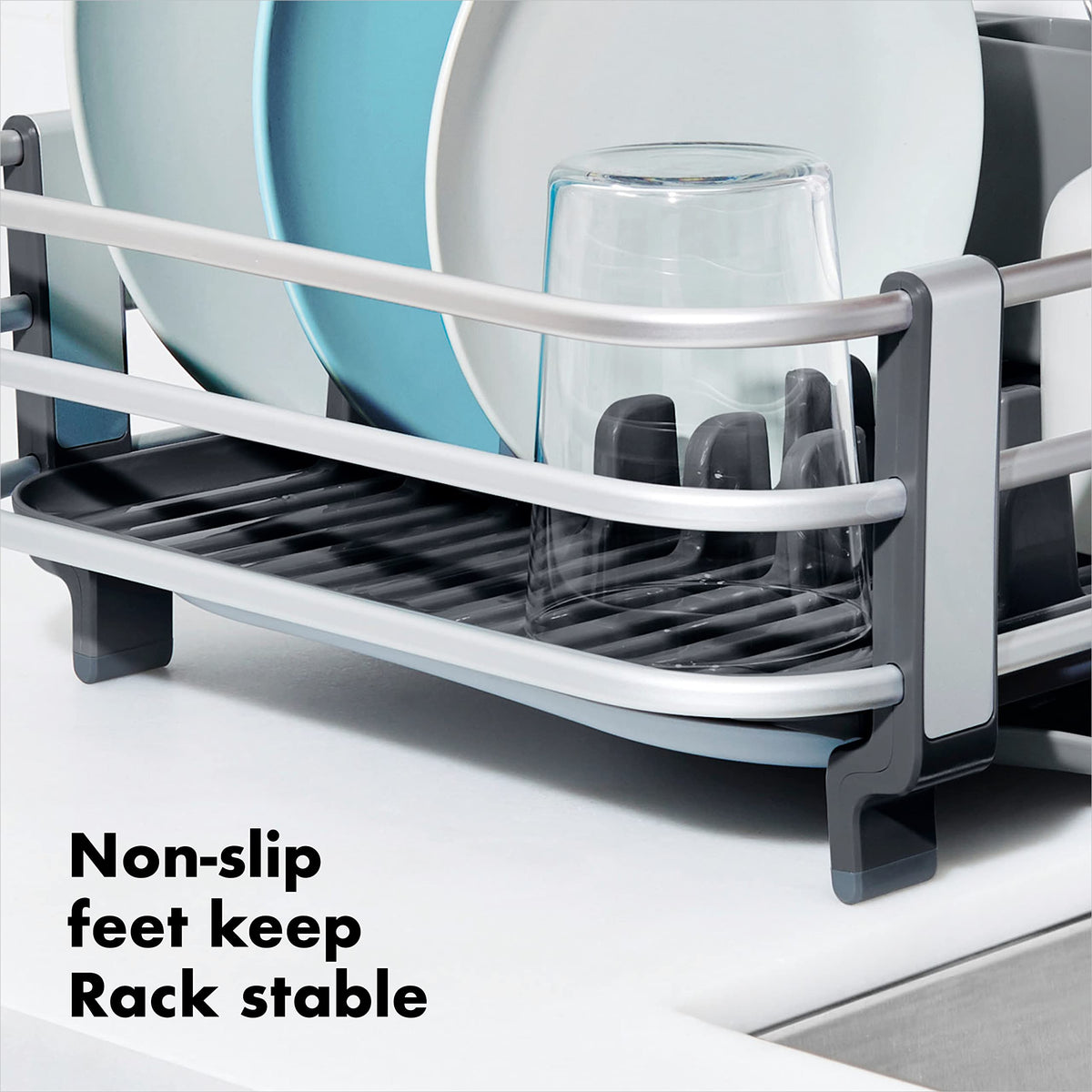 OXO Good Grips Aluminum Dish Rack, Gray