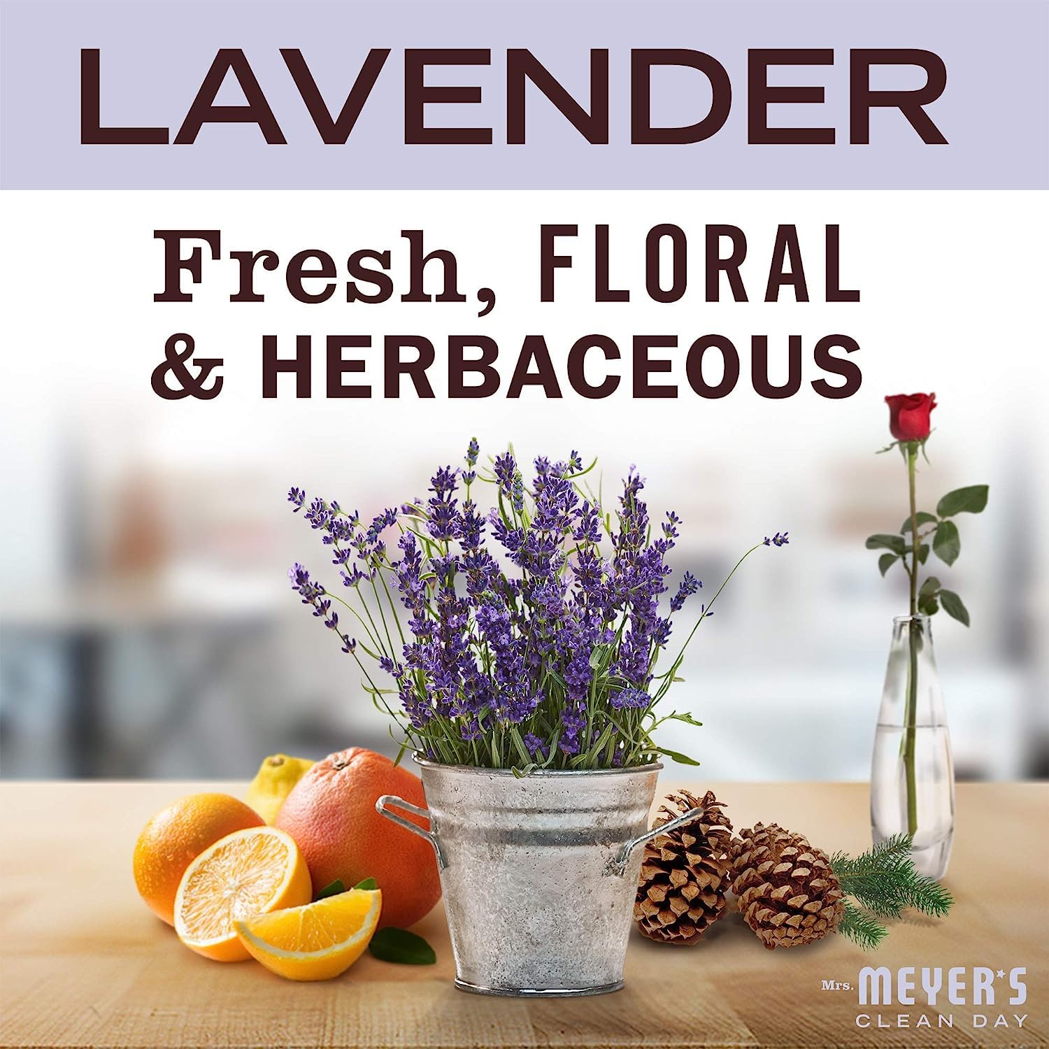 MRS. MEYER'S CLEAN DAY Hand Soap Refill, Made with Essential Oils, Biodegradable Formula, Lavender, 33 fl. (Pack of 4)