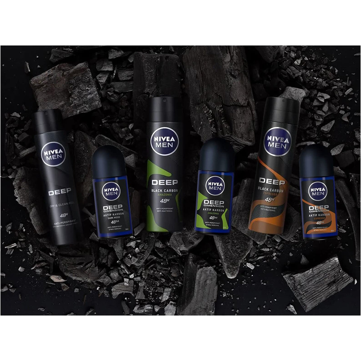 Nivea For Men Deodorant Roll-On Dimension - Dark Wood Anti Perspirant, 48h 1.7oz/50ml (Pack of 3)