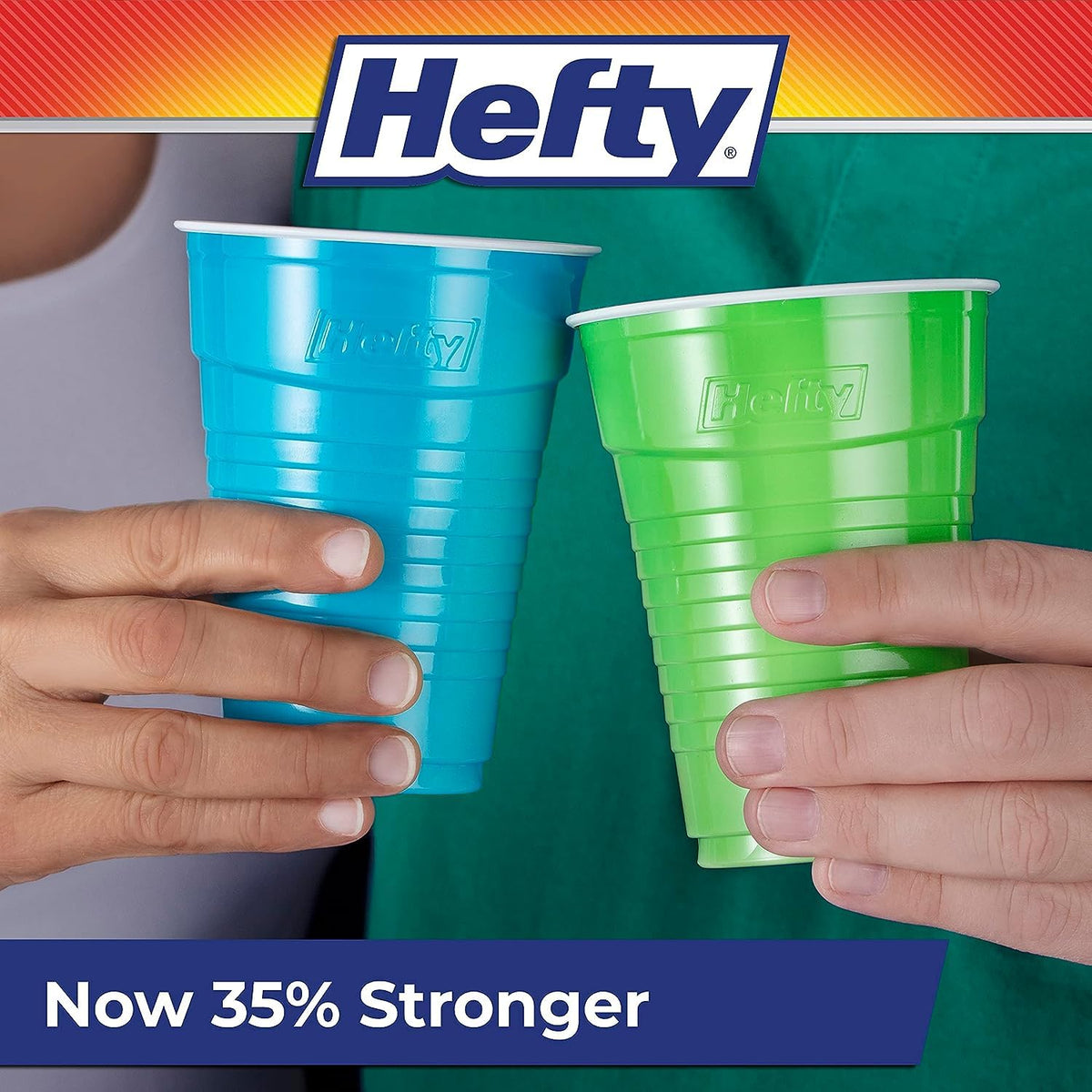 Hefty Party On Disposable Plastic Cups, Assorted, 16 Ounce 100 Count (Pack of 6)