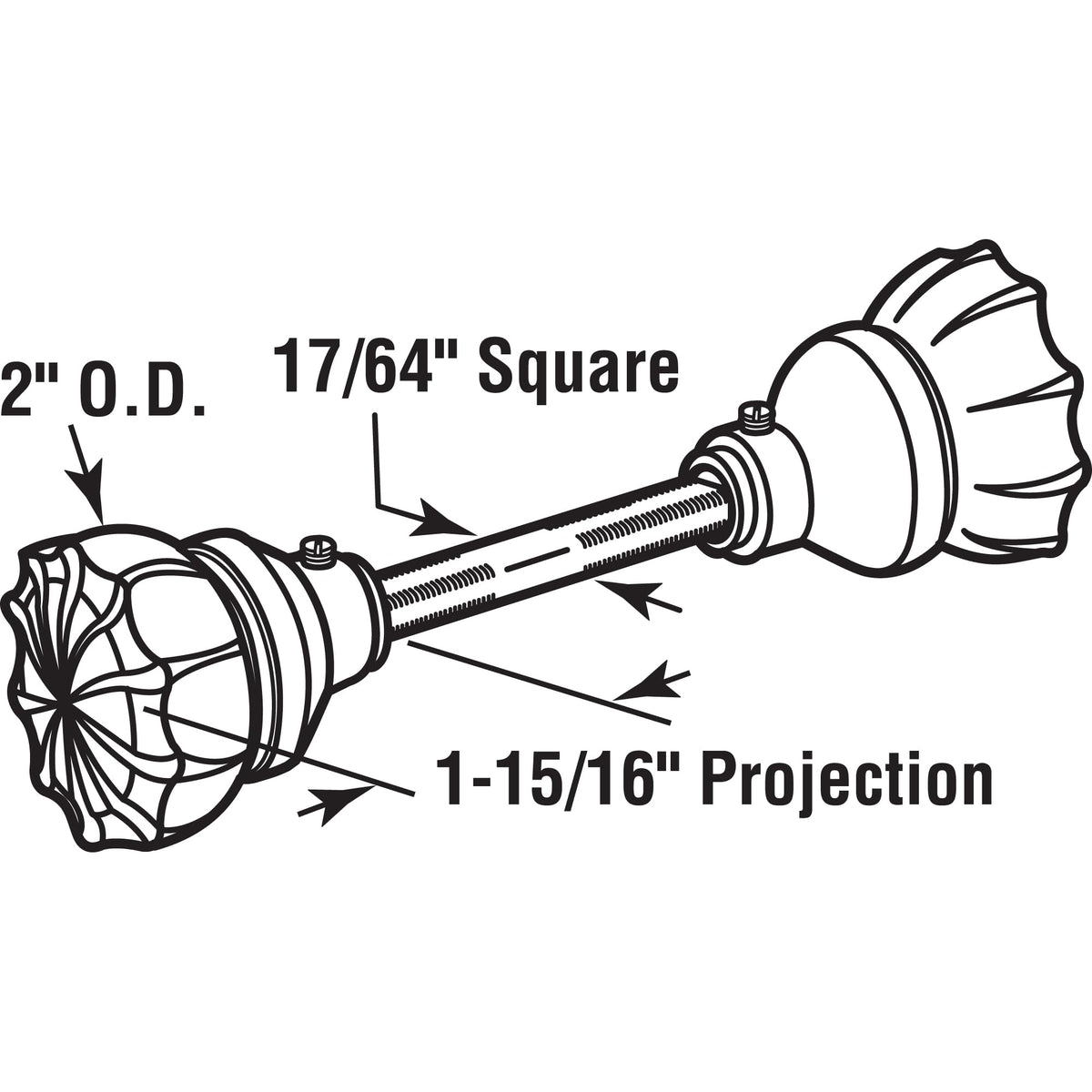 Prime-Line E 28316 Mortise Style Fluted Glass Door Knobs - Perfect for Replacing Broken Antique Lock Sets on Interior Doors, Features 2 In. Outside Diameter Knobs, Brass Plated (Single Pack)