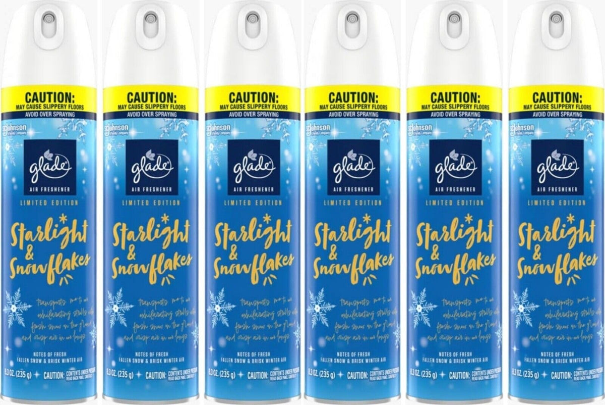 Glade Air Freshener Room Spray, Starlight & Snowflakes, 8.3 oz, 6 Count