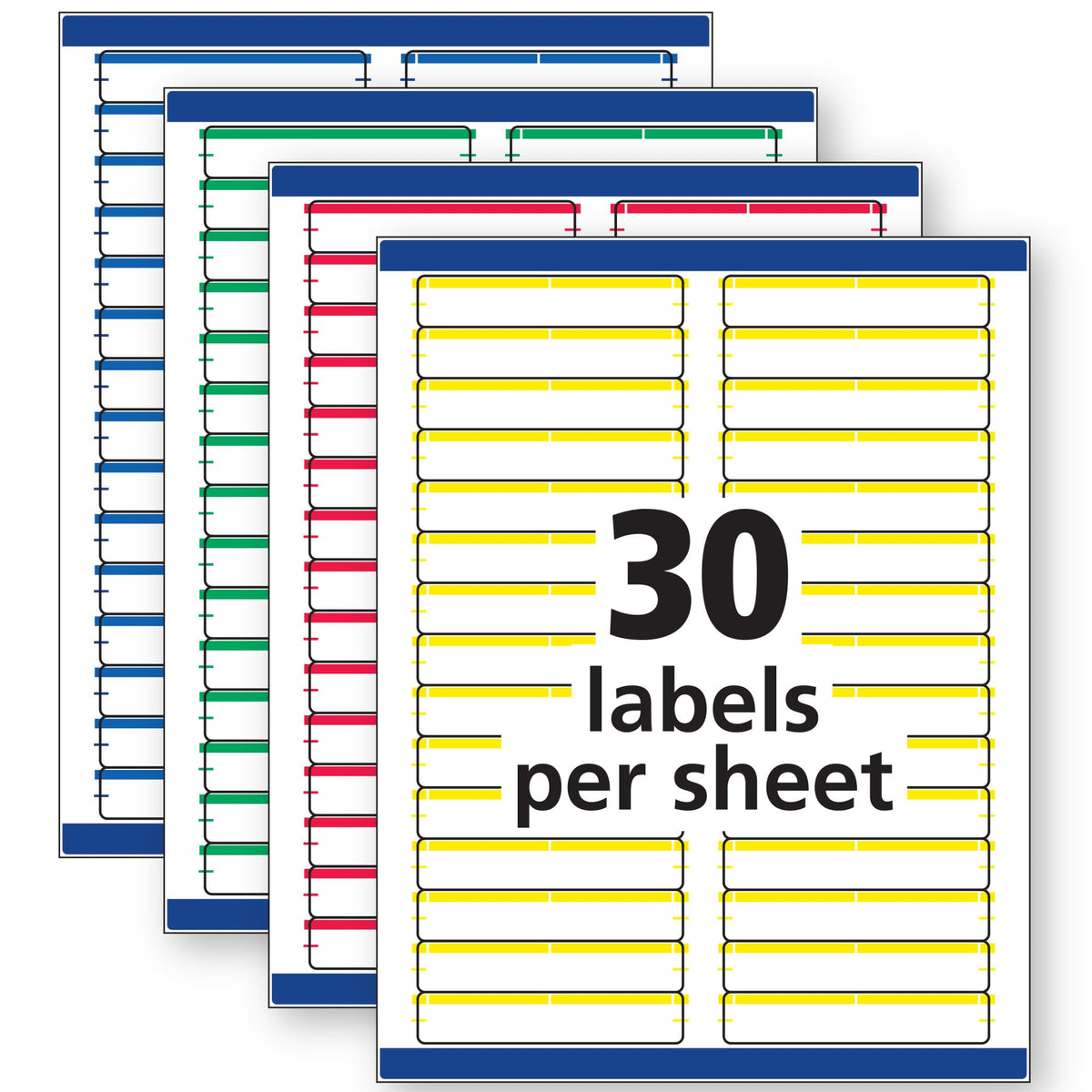 Avery File Folder Labels with Sure Feed, 2/3" x 3-7/16", 750 Printable Labels, Removable, Assorted (6466)