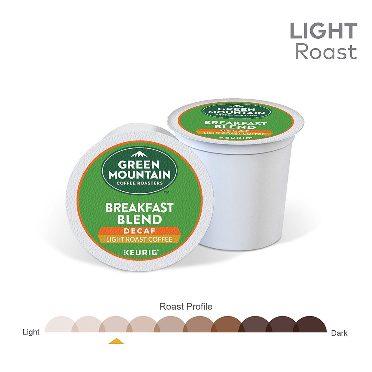 Green Mountain Coffee Roasters Breakfast Blend Decaf Keurig Single-Serve K-Cup pods, Light Roast Coffee, 72 Count