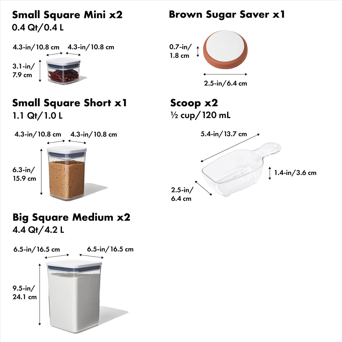OXO Good Grips 8-Piece Baking Essentials POP Container Set, White