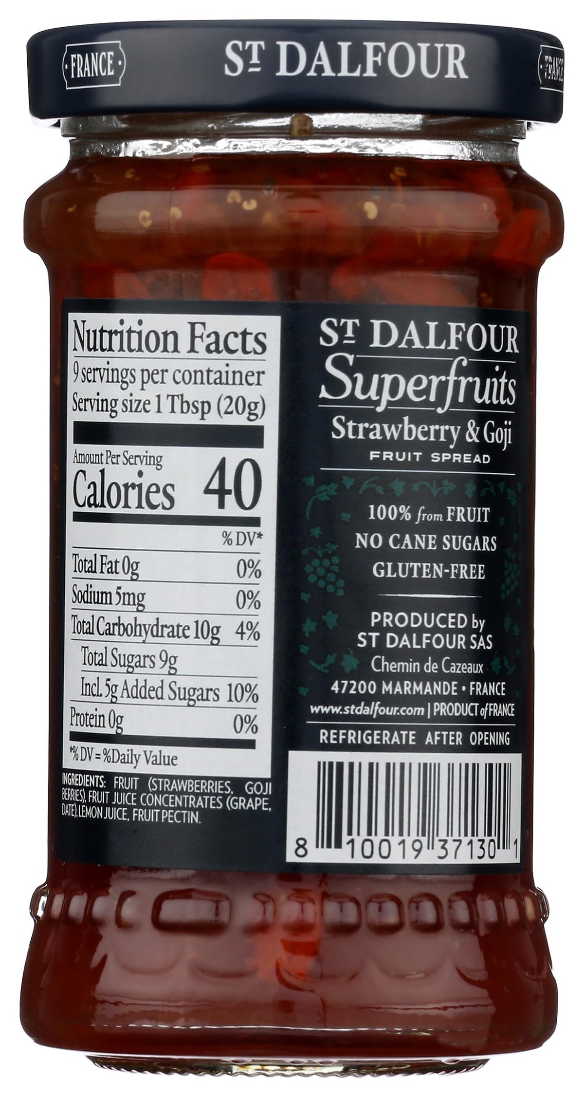 St. Dalfour Strawberry & Goji Superfruits Spread, 6 OZ