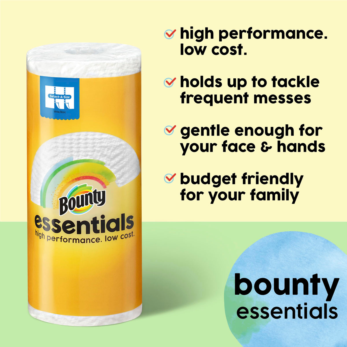 Bounty Essentials Select-A-Size Paper Towels, 12 Double Rolls, White, 108 Sheets Per Roll