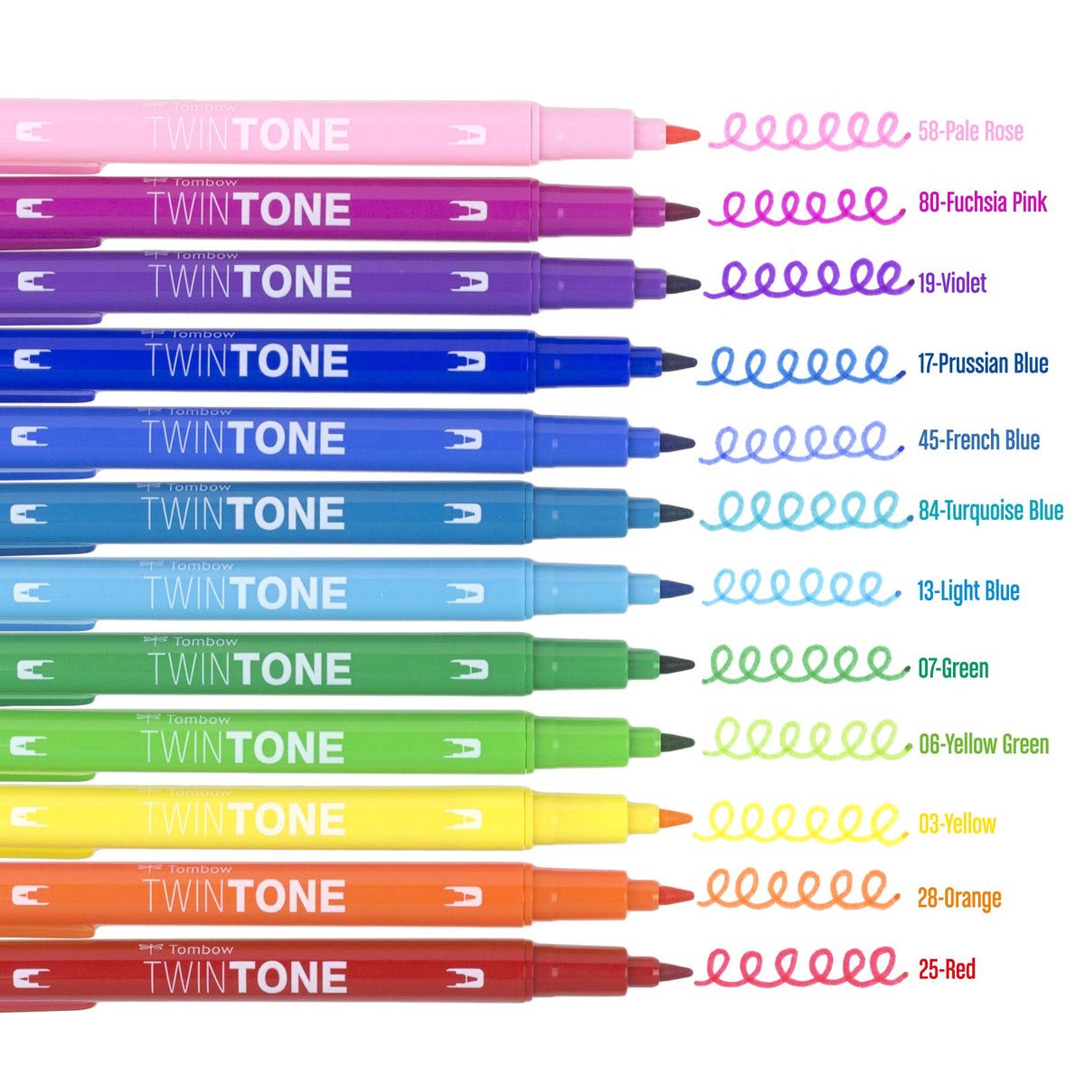 Tombow 61526 TwinTone Marker Set, Rainbow, 12-Pack. Double-Sided Markers Perfect for Planners, Journals, Doodling, and More!