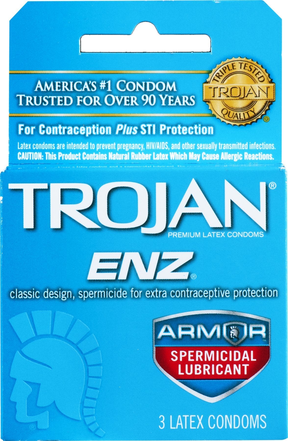 Trojan ENZ Spermicidal Lubricant (3 Latex Condoms)