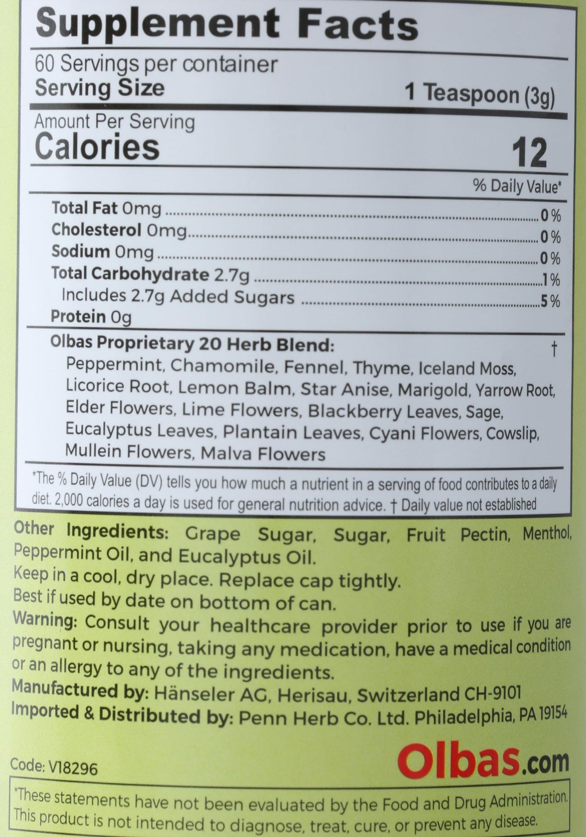 Olbas Herbal Tea Mix, 7 oz