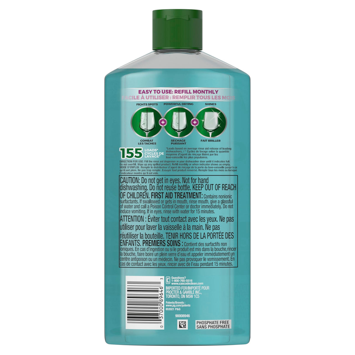 Cascade Power Dry Dishwasher Rinse Aid, 16 fl oz
