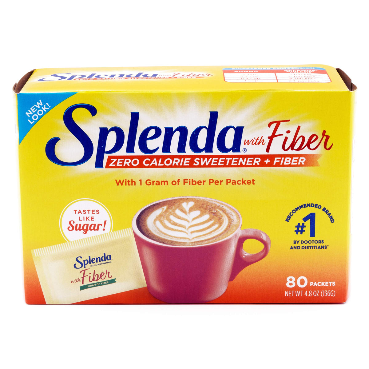 SPLENDA Zero Calorie Sweetener Plus Fiber, 80 Count Packets