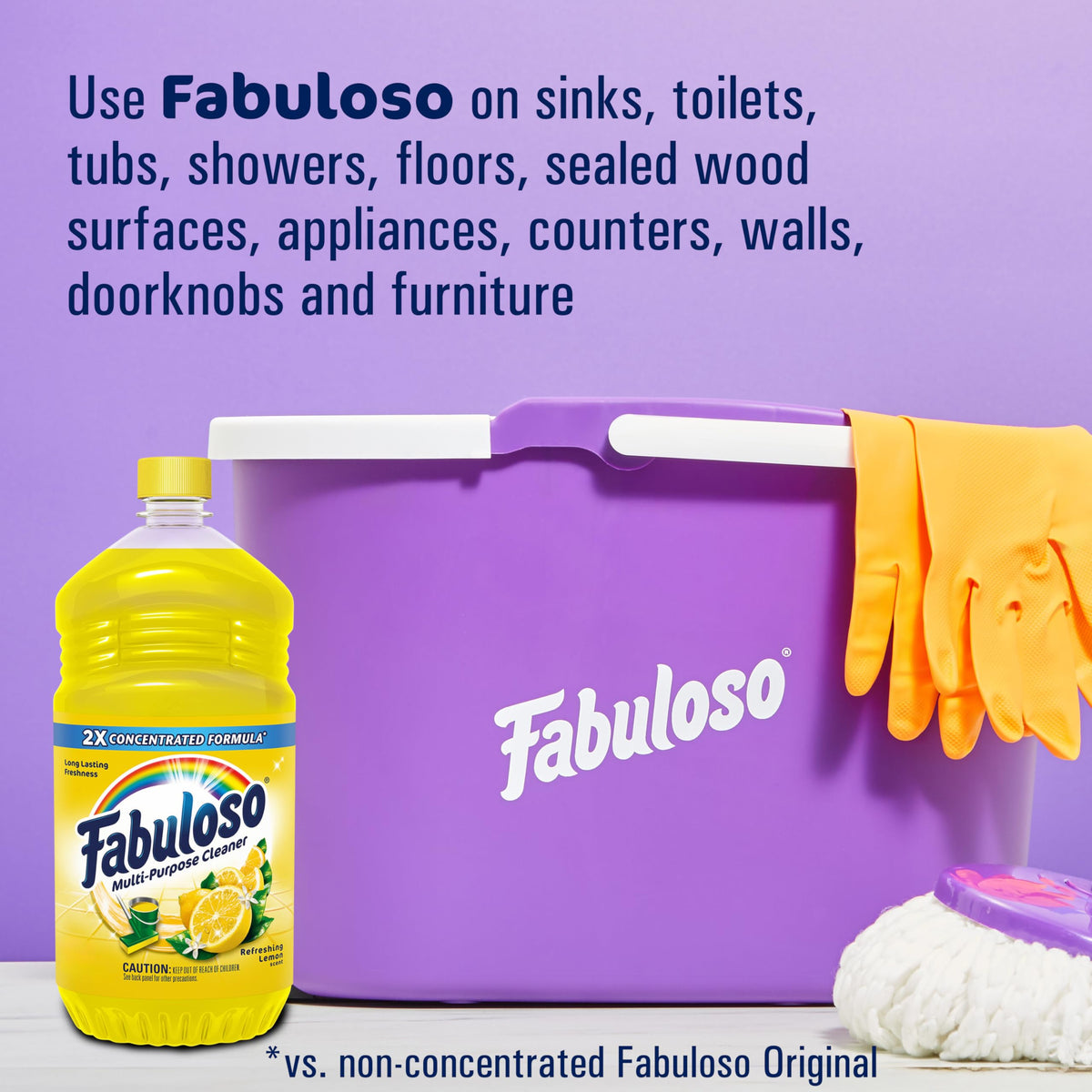 Fabuloso Multi-Purpose Cleaner, 2X Concentrated Formula, Refreshing Lemon Scent, 56 oz