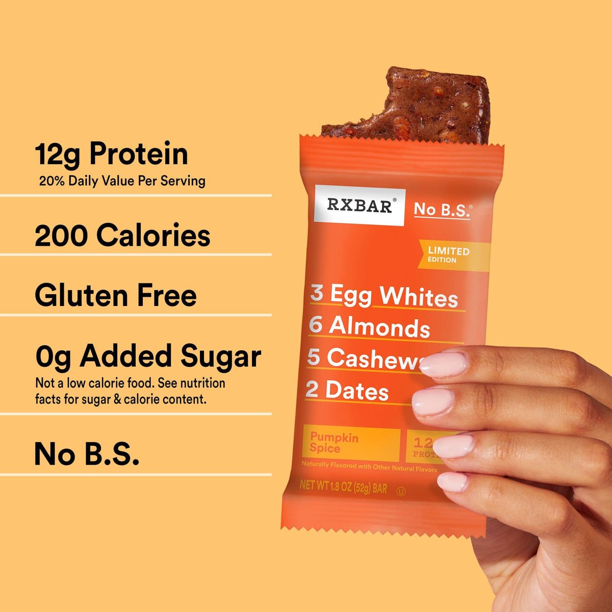 RXBAR Protein Bars, Protein Snack, Snack Bars, Pumpkin Spice, 22oz Box (12 Bars)