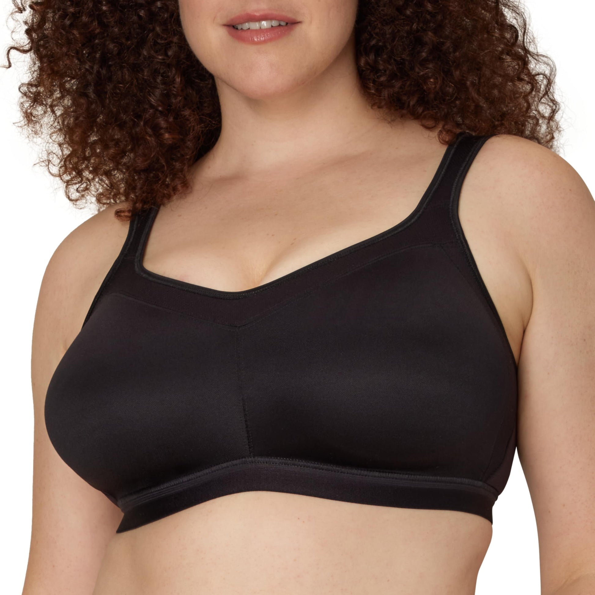 PLAYTEX Womens 18 Hour Wireless Seamless Full-coverage T-shirt With Smoothing Support, Us4159 Bras, Real Black, 44D US