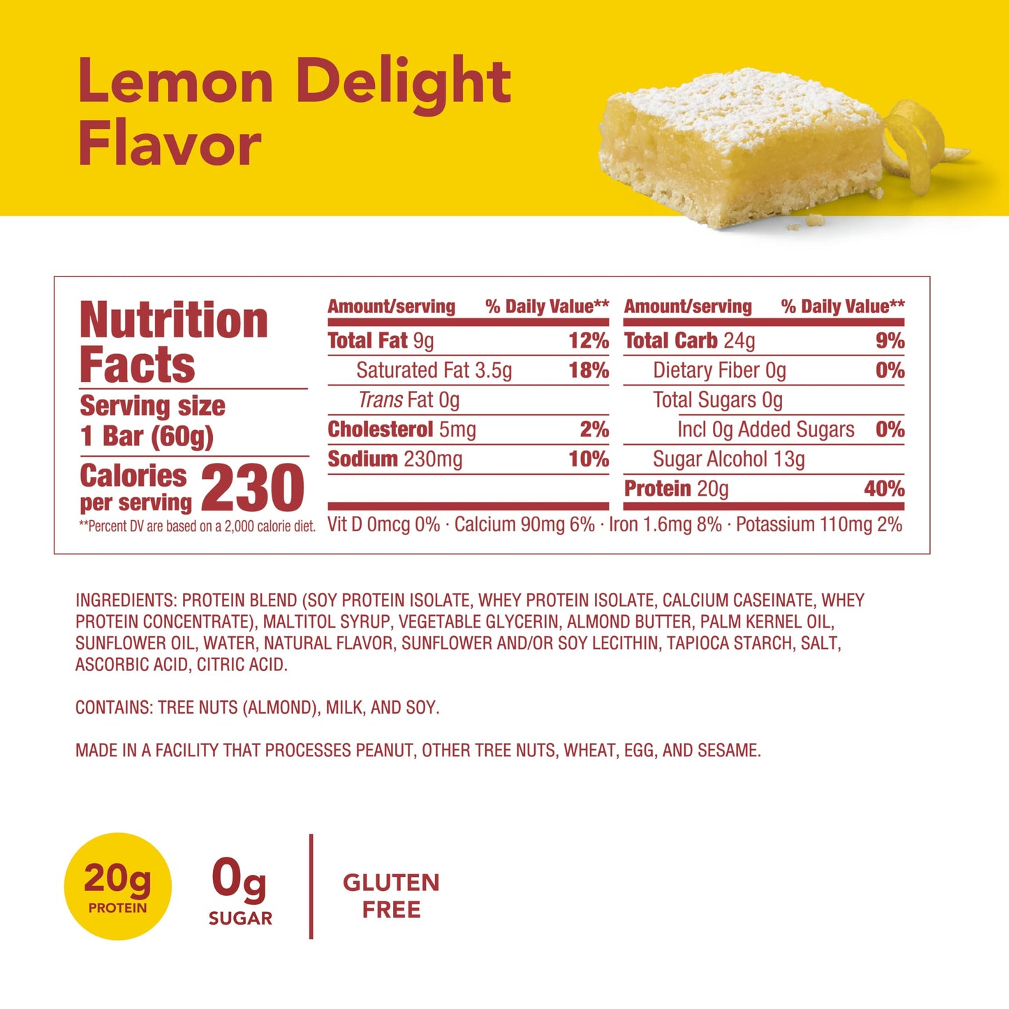 think! Protein Bars, High Protein Snacks, Gluten Free, Kosher Friendly, Lemon Delight, Nutrition Bars, 2.1 Oz per Bar, 30 Count (Packaging May Vary)