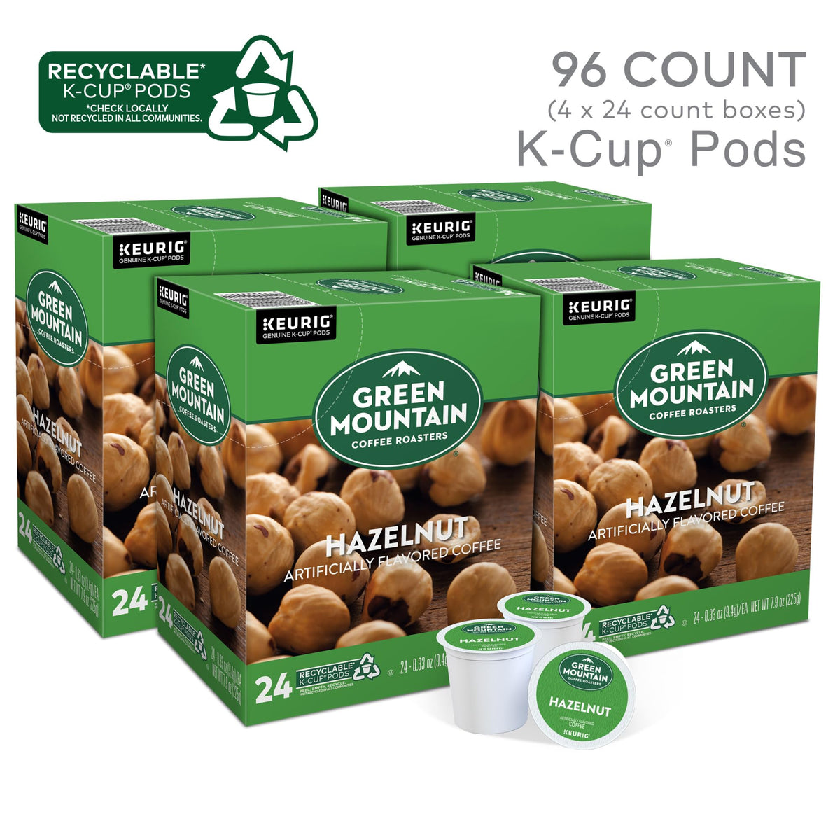Green Mountain Coffee Roasters Hazelnut Coffee, Keurig Single-Serve K-Cup pods, Light Roast, 96 Count