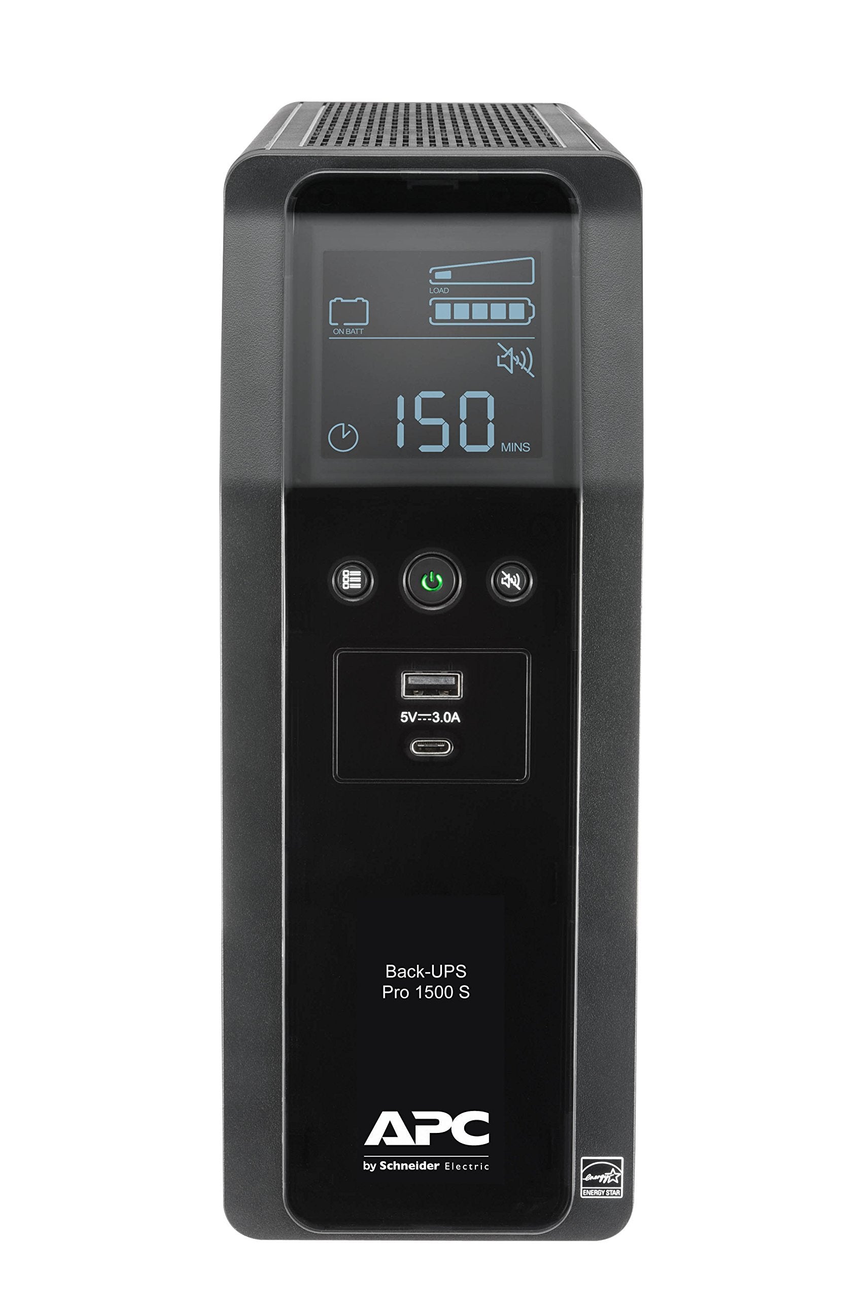 APC UPS BR1500MS, 1500VA Sine Wave UPS Battery Backup & Surge Protector, Backup Battery with AVR and LCD Display, 2 USB Charging Ports, Uninterruptible Power Supply, APC Back-UPS Pro Series (Renewed)