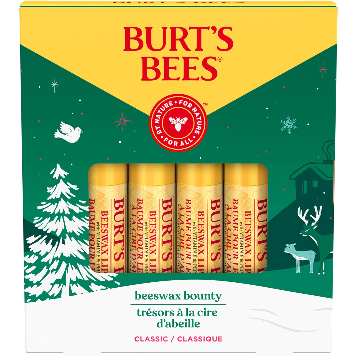 Burt's Bees Lip Balm, Beeswax Bounty, Classic, 4-Pack, 0.15 Oz