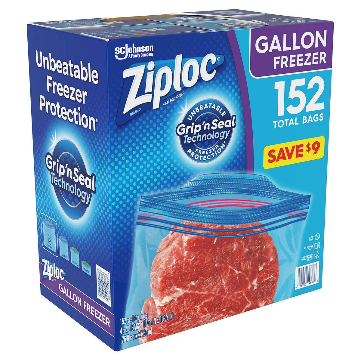 Ziploc Double Zipper Freezer Gallon - 4/38 Count (3 Pack)