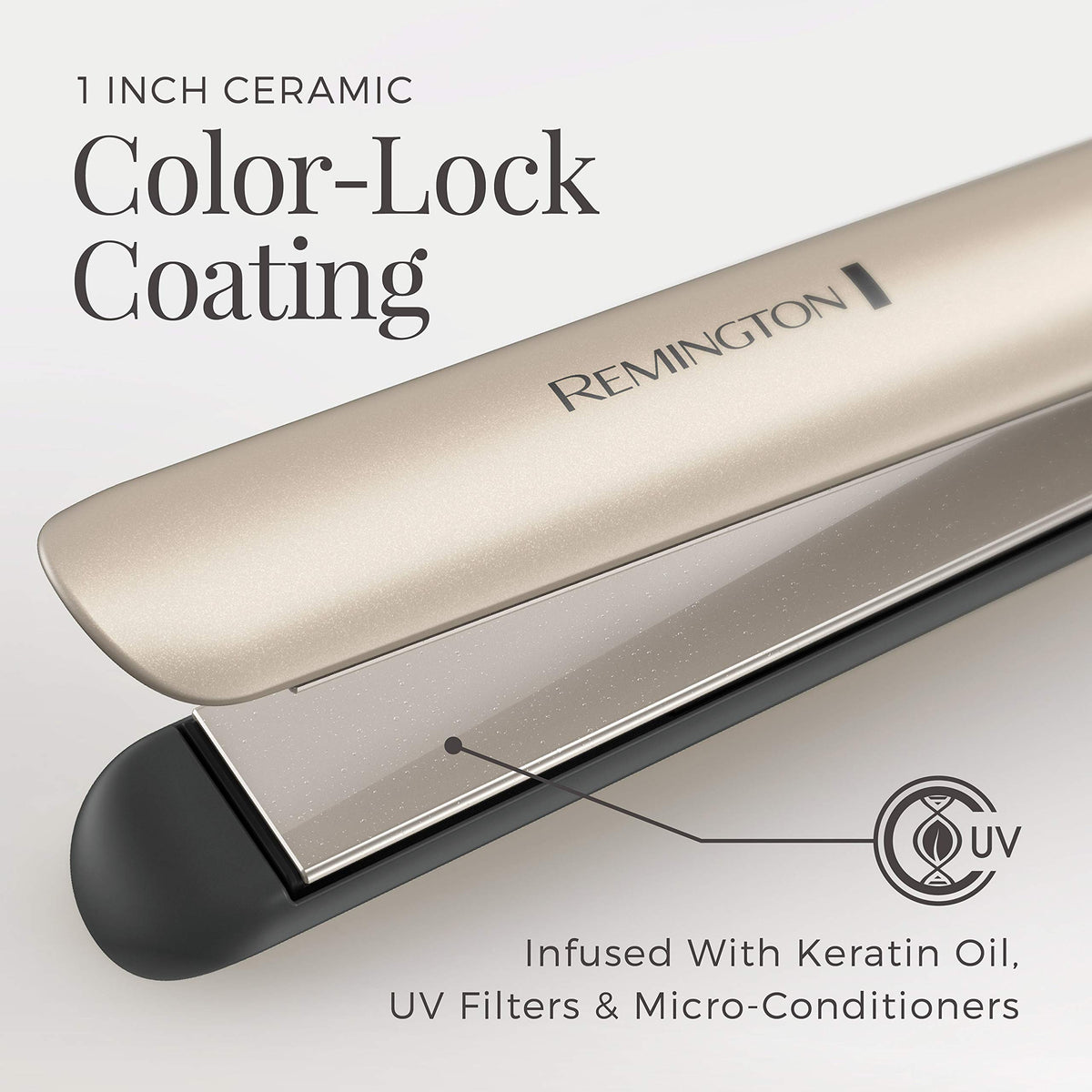 Remington S8A900 Pro 1â€ Flat Iron with Color Care Heat Control Sensing Technology and Ceramic Color-Lock Coated Plates, Straighten Color Treated Hair While Protecting from Damage and Fading