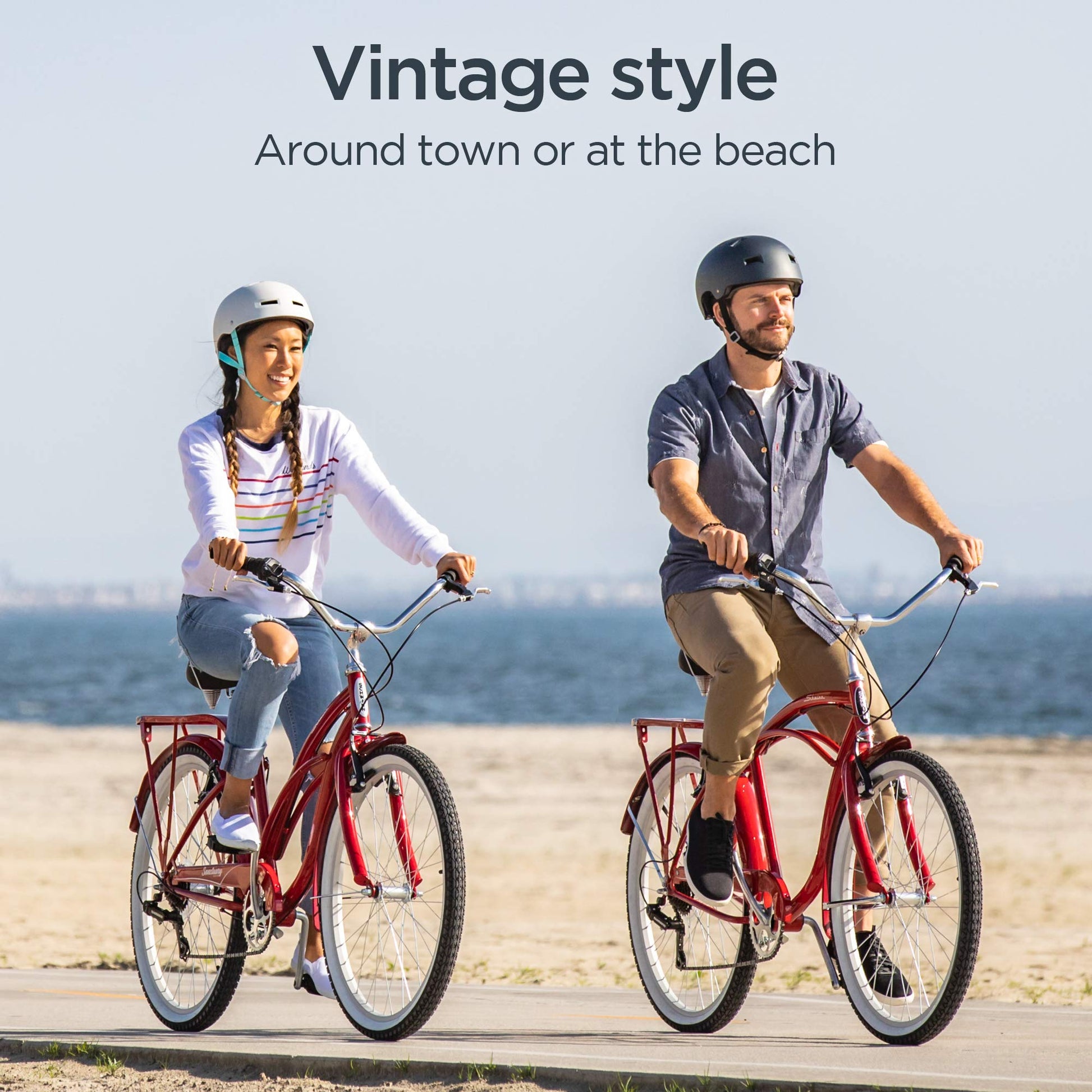 Schwinn Sanctuary 7 Comfort Beach Cruiser Bike for Adult Women Men, 7-Speed Drivetrain in Retro-Styled 18-Inch Steel Step-Over Frame, 26-Inch Wheels, with Front & Rear Fenders, Rear Cargo Rack
