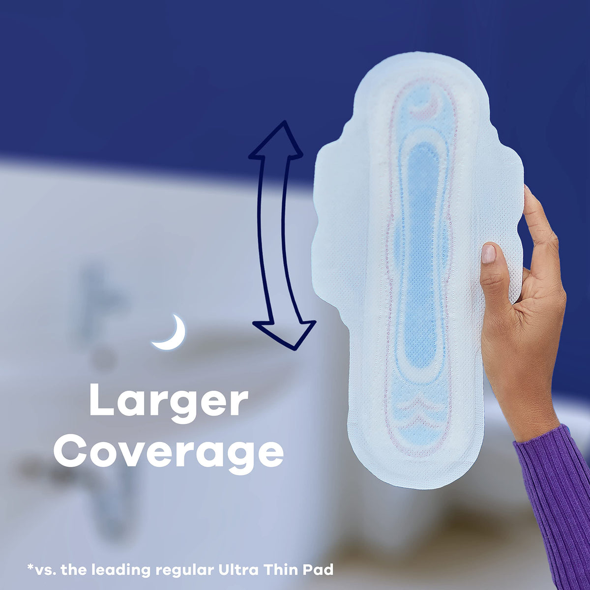Always Ultra Thin Pads for Women, Size 4 Overnight Absorbency, Unscented with Wings, 26 Count