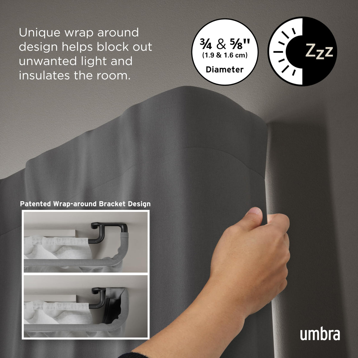 Umbra Twilight Modern Double Curtain Rod, Black