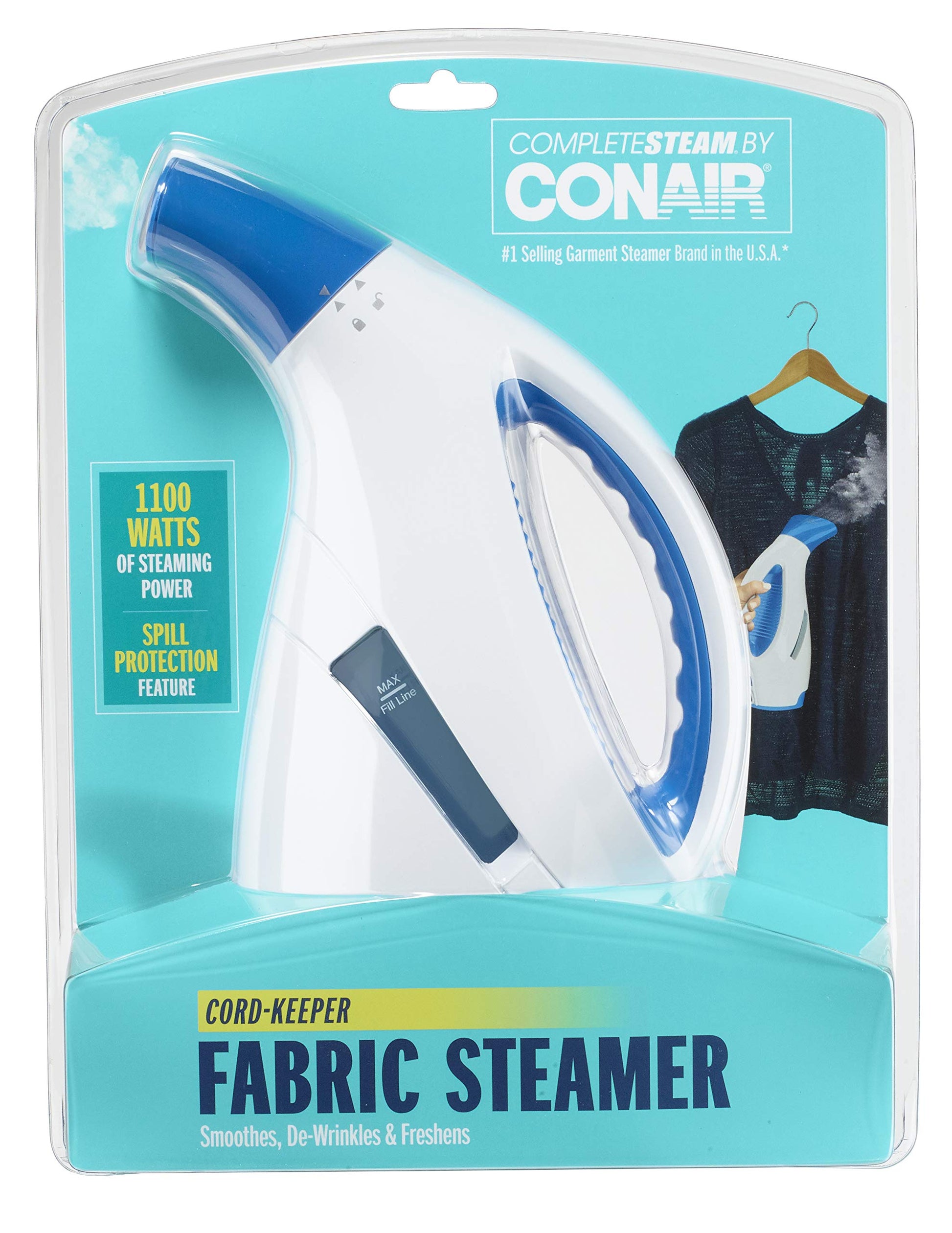 Conair CompleteSteam 1100 Watt Handheld Fabric Steamer with CordReel, White