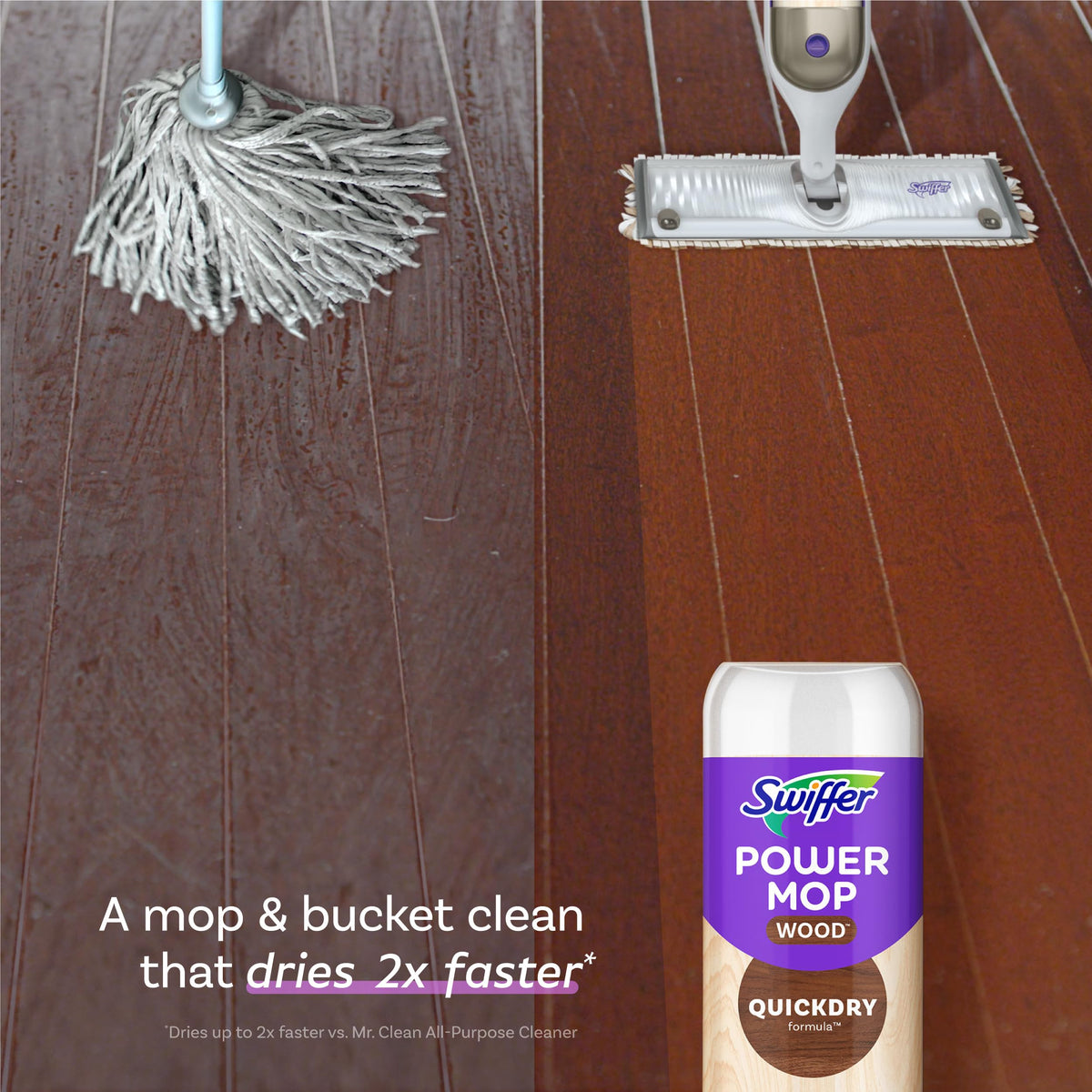 Swiffer PowerMop Wood Mopping Pad Refills for Floor Cleaning, 8 count