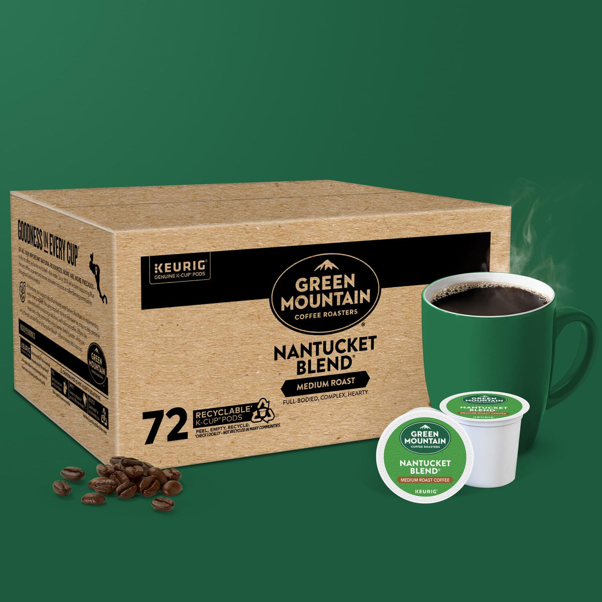 Green Mountain Coffee Roasters Nantucket Blend, Single-Serve Keurig K-Cup Pods, Medium Roast Coffee Pods, 72 Count