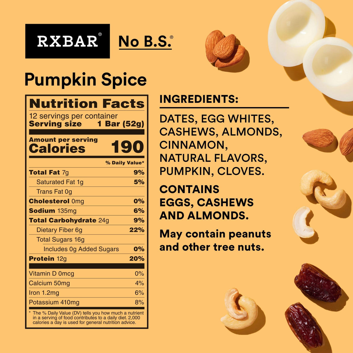 RXBAR Protein Bars, Protein Snack, Snack Bars, Pumpkin Spice, 22oz Box (12 Bars)