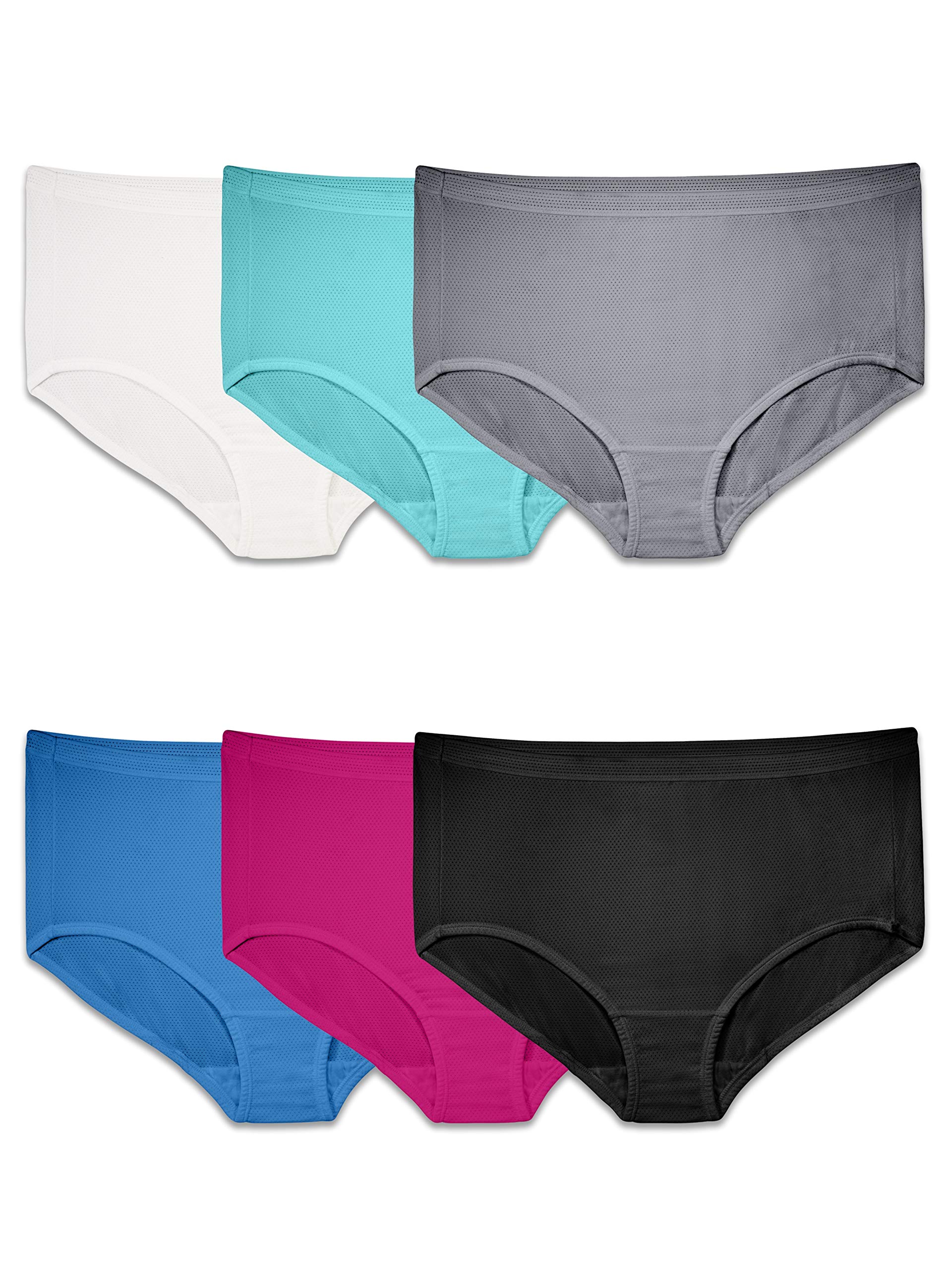 Fruit Of The Loom Womens Fit For Me Plus Size Underwear, Designed To Your Curves Briefs, Brief - Breathable Micro Mesh - Assorted, 12 Plus