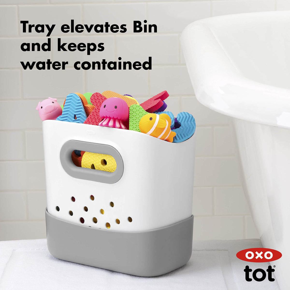 OXO Tot Stand Up Bath Toy Storage â€“ Gray