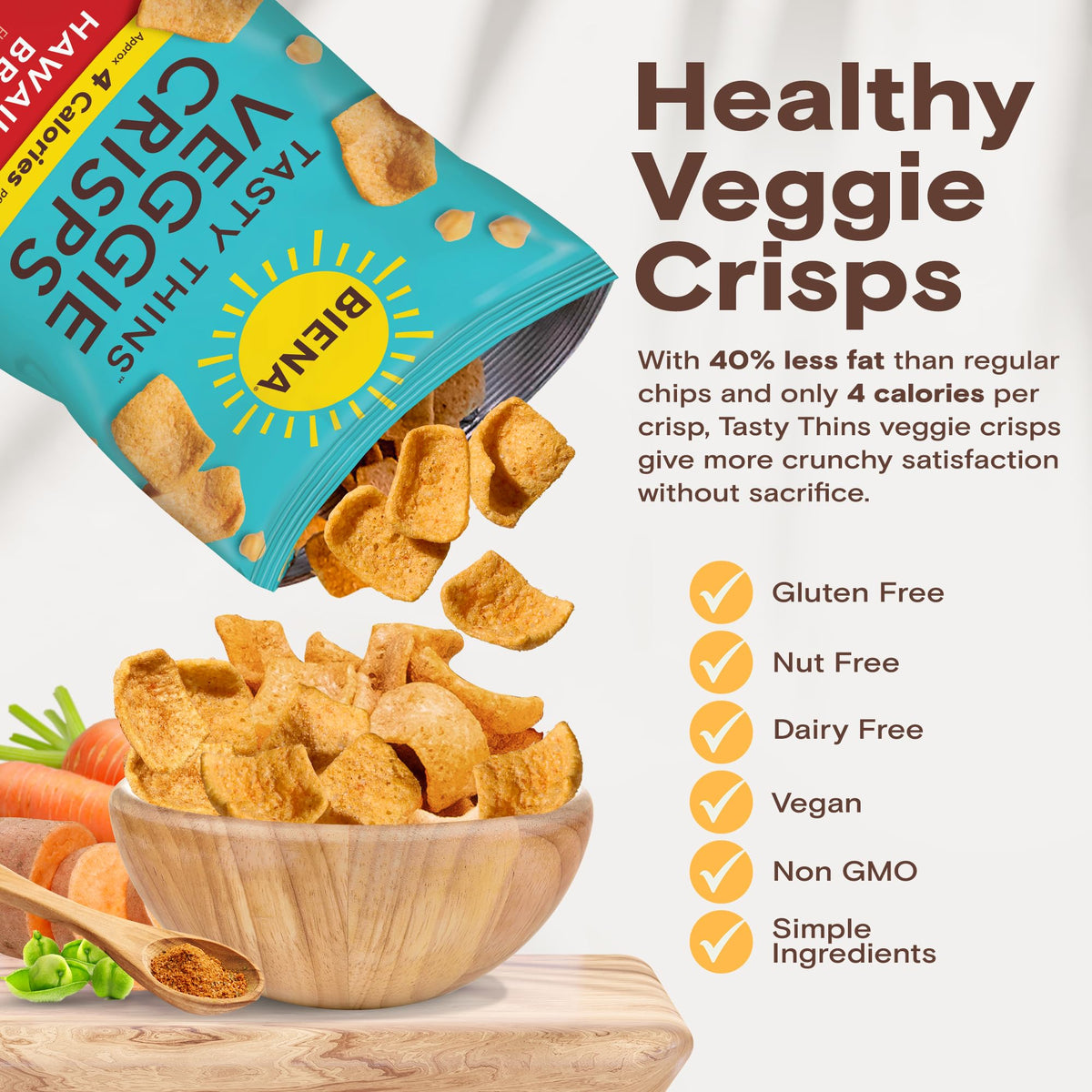Biena Crisps Tasty Thins Hw Bbq 4 OZ